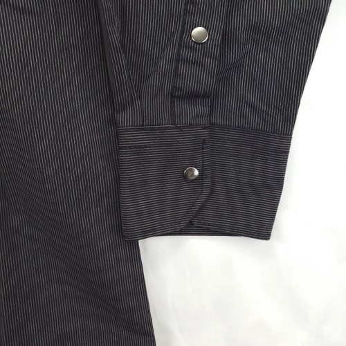 Coastal Shirt Mens L Black White Striped Pockets Long Sleeve Cotton Snap *spot - Picture 4 of 13