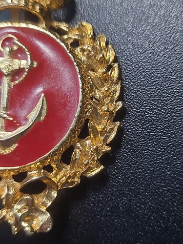 Anchor Red Gold Tone Nautical Brooch Pin - Picture 11 of 13
