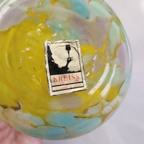 Vintage Kreiss Confetti Yellow Art Glass Bud Vase Stretched Mid Century 11” MCM - Picture 8 of 8