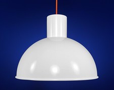 Fog & Morup 1970s HUGE White Industrial Style Bunker 'Maxi' Danish Pendant Lamp
