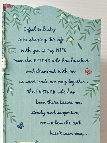 Mother’s Day Card For Wife Love Hallmark Card Trifold w/ Beads NEW - Picture 3 of 13