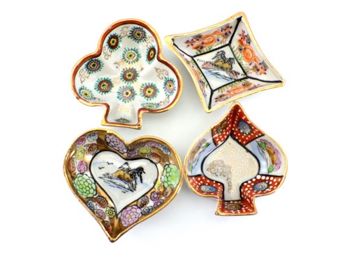 T&T Pikes Peak SUIT OF CARDS Small Dishes Set of 4 Heart Club Diamond Spade Vtg - Picture 16 of 16