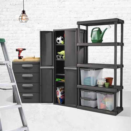 4 Drawer Unit Plastic W/ Hidden Rollers Large-Capacity Garages Basements Attics - Picture 5 of 12