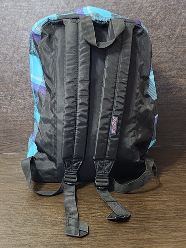 JANSPORT School BACKPACK Purple Blue & Black PLAID - Picture 5 of 13