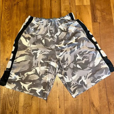 Rare Nike Dri-FIT ELITE GRAY Black Camouflage Basketball Shorts Pockets LARGE