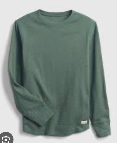 Gap Kids Waffle Knit Textured Green  LS Crew T-Shirt Size M(8) NWT FREE SHIPPING - Picture 1 of 6