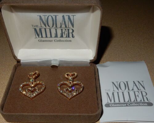 Nolan Miller Glamour Collection Rhinestone Heart Pierced Earrings New - Afbeelding 1 van 2