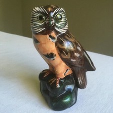 Vintage Owl Figurine. 5.5" High. Beautiful Hand Painted Detail. Bead Eyes.