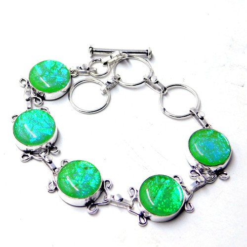 Australian Triplet Opal 925 Sterling Silver Plated Jewelry Bracelet 19 Gm - Picture 2 of 5