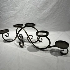 vtg hobby lobby fireplace Table Centerpiece gold Distressed metal candle holder