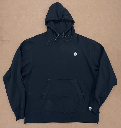 A BATHING APE BAPE HOLOGRAPHIC ONE POINT STA LOGO BLACK PULLOVER HOODIE 2XL (93