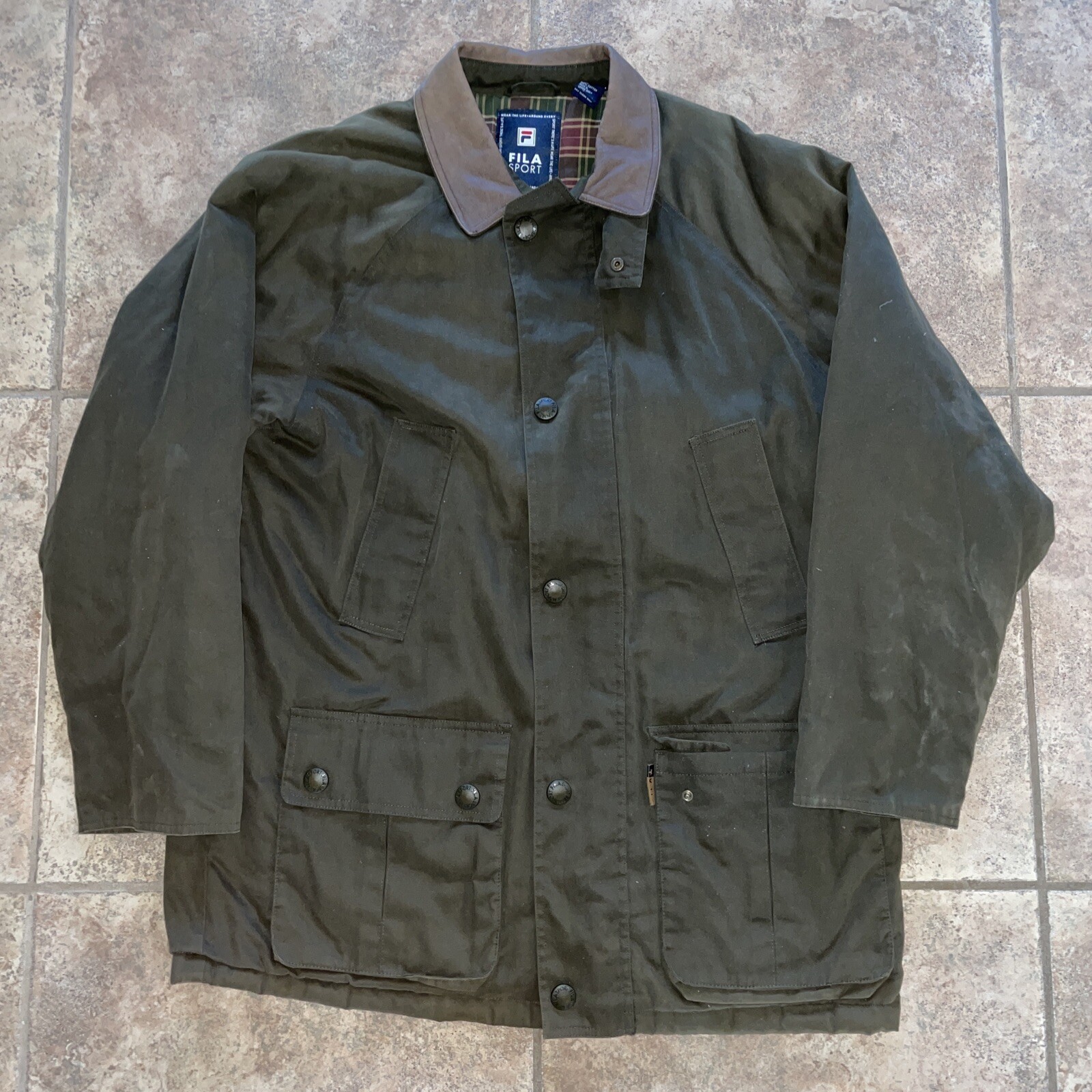 Fila Sport Quilted Green Cotton Jacket Mens L Gem