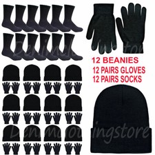 36 Crew Socks Winter Hats Beanies  Gloves Combo Bulk Pack Warm Cozy Men Women