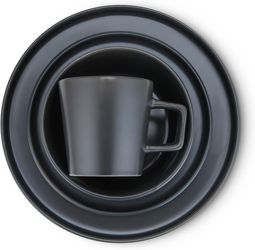 Stone Lain Coupe Stoneware Dinnerware Set, Service for 4, Gray Matte - Picture 9 of 12