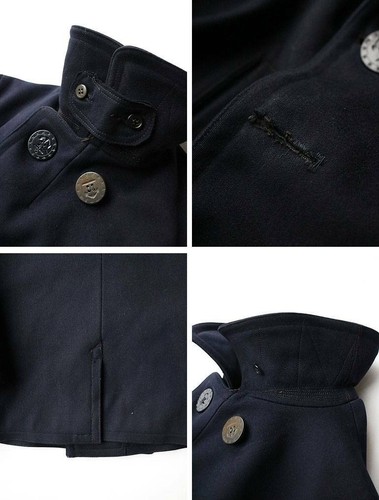 US NAVY 13STAR P Coat 20s Vintage WW1 Late 13 Star Button Navy Black Outerwear - Picture 7 of 8