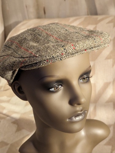 Men's DERBY TWEED flat cap Hat Green fleck check Farmer Country MADE IN ENGLAND - Picture 7 of 7