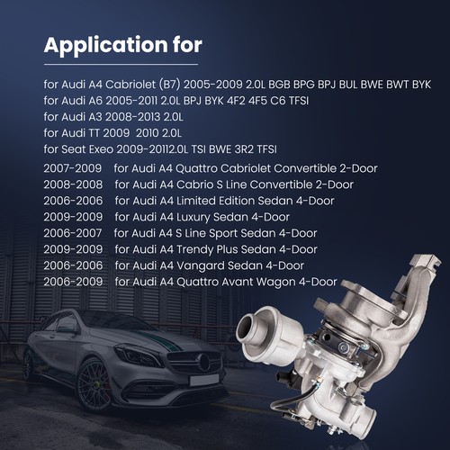 Turbo for Audi A4 A6 BGB BPJ B7 C6 2.0 06D145701J 2004 2005 2006 2007 2008 - Picture 4 of 12