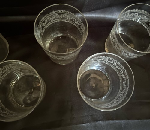 ANTIQUE 1900s FOSTORIA NEEDLE ETCHED GLASSES SET OF 11 STUNNING EUC MANGANESE - Picture 5 of 15