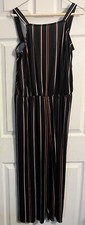Balera Black Stripe Jumpsuit Dance Costume MA 8 / 10 Medium Adult PL12676
