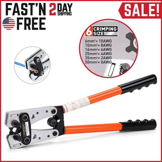 Battery Wire Terminal Cable Crimping Tool Lug Crimper Ratchet Electrician Plier