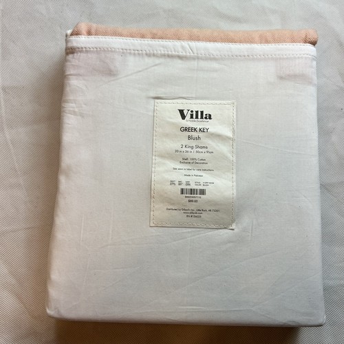 Villa Noble Excellence Greek Key 2 King Shams Blush 100% Cotton Size 20x36 - Picture 6 of 6