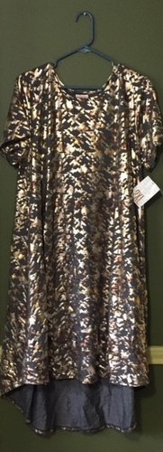 NWT LuLaRoe CARLY ~ 2XL ~ Gray ~ GOLD BRONZE METALLIC Aztec ~ **ELEGANT** HTF! - Picture 2 of 3