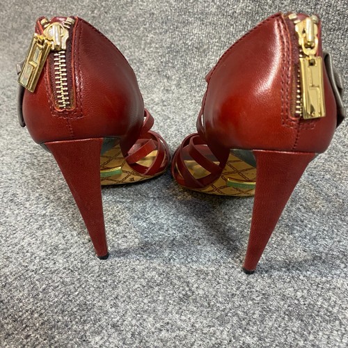 Lamb Womens Pumps 8M Red Stiletto Heels Leather Peep Toe - Picture 4 of 8