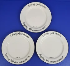 Set of 3 Feed on the Word Appetizer Dessert Bread Plates  1 John 5:3  6.25"