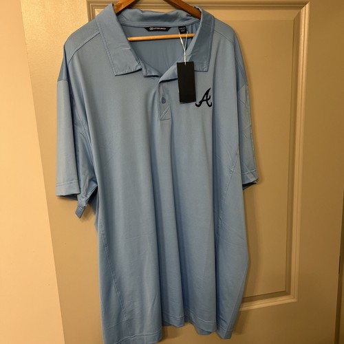 Atlanta Braves Cutter And Buck Light Blue Polo 4XB NWT
