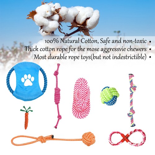 10Pcs Dog Chew Rope Toys Kit Tough Strong Knot Ball Pet Puppy Bear Cotton Toy UK - Picture 9 of 12