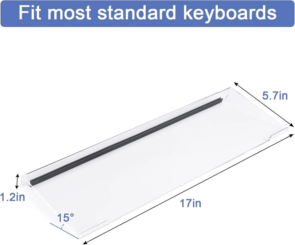 Clear Acrylic Tilted Computer Keyboard Holder for Ergonomic Typing, Keyboard Sta - Image 2 of 4