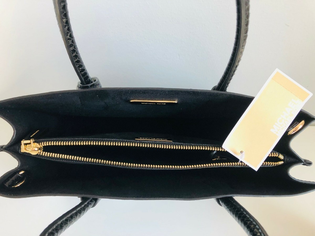 NWT MICHAEL KORS Mercer Large Convertible Genuine Snakeskin Tote in BLACK 498 eBay