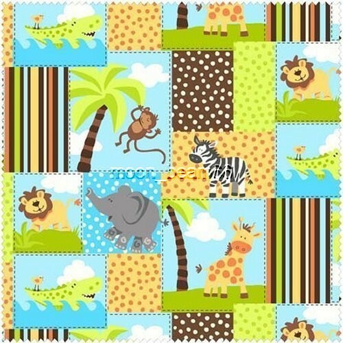 32 Inches Safari Tots Monkey Lion Giraffe Patchwork Cotton Fabric 7/8 Yard