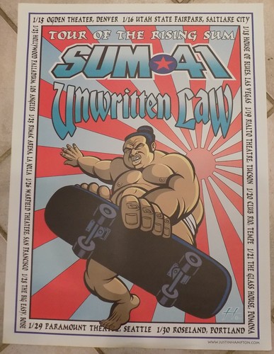 Justin Hampton Sum 41 Unwritten Law 2002 Tour Poster New Old Stock - Bild 1 von 3
