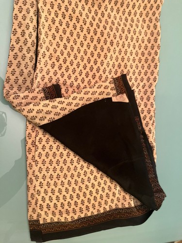 NWT Ritu KUMAR Style 100% Silk Crepe Saree Sari Black Beige Rust Floral w Blouse - Picture 23 of 24
