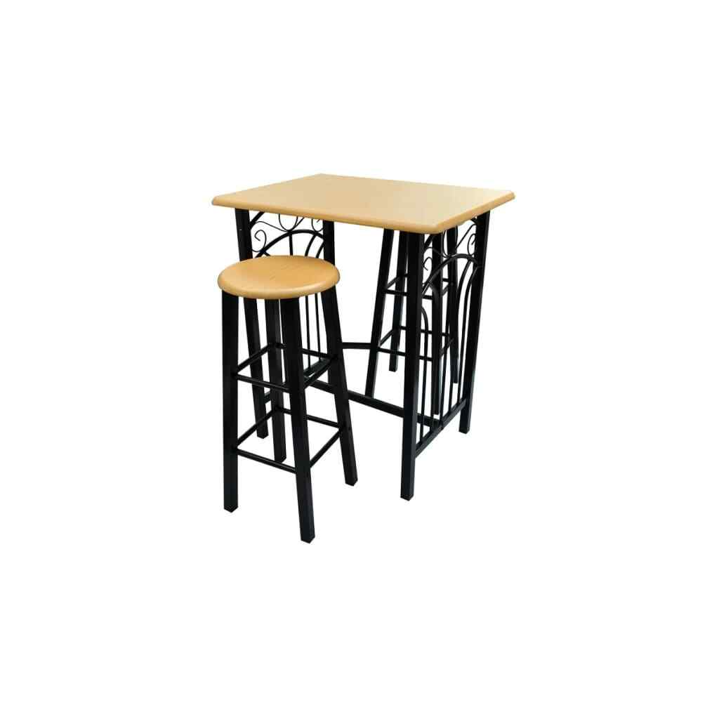 Table haute de bar avec 2 tabourets noir et marron vidaXL 240095 pour cuisine