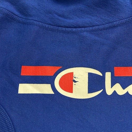CHAMPION Powerblend Fleece Side Script Logo Sweatshirt Mens Small Blue Crewneck - Picture 12 of 13
