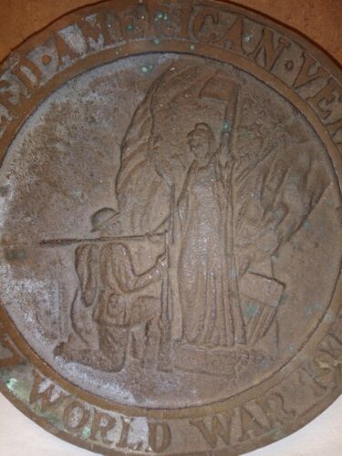 World War I 1917-1918 Disabled American Veterans Brass Grave Marker Flag Holder - Picture 2 of 12