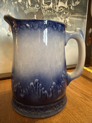 Antique Early Red Wing Blue and White Stoneware Pitcher See Description - Picture 3 of 7