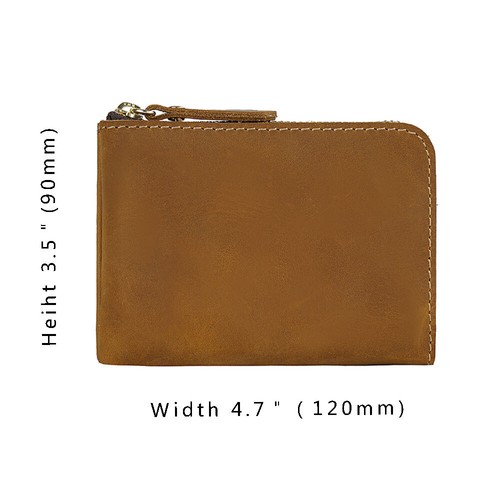 Genuine Leather Small Wallet Travel ID Credit Cards Holder Zipper Pocket Purse - Picture 13 of 21