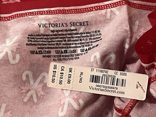 Victoria's Secret Brief Red Candy Cane Panties Logo Waist Size XL - Picture 10 of 11