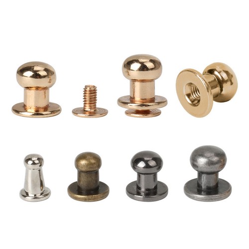 10 Set Brass Screwback Screw Stud Button Round Head Nail Rivet Leather Crafts UK - Picture 5 of 16