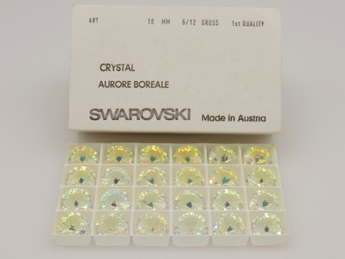 2 Pcs. SWAROVSKI® CRYSTAL Round Rivolis, Vintage, ART# 1122 18 mm, Crystal AB - Picture 2 of 4