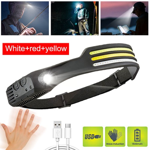 COB LED Motion Sensor 230° Headlamp USB Rechargeable Headlight Torch Flashlight - Picture 15 of 15