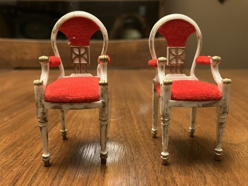 Vtg Ideal 1960s Petite Princess Dollhouse-Furniture Dining Room 2 Chairs/3Tables - Picture 10 of 17