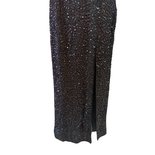 Chaudry Dress Womens Large Black Beaded 100% Silk Long Maxi Formal Evening New - Picture 4 of 14