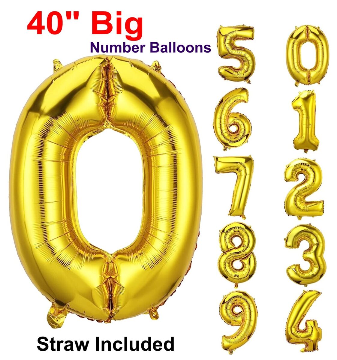 40 Number Balloons Self Inflating Foil Helium Balloon Decoration Anniversary