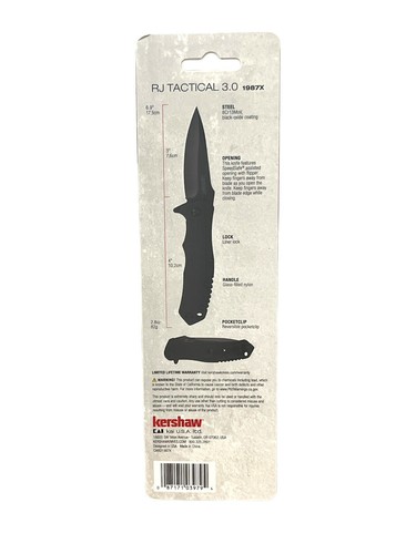 Kershaw RJ Tactical Liner A/O Folding Knife 3" Steel Blade GFN Handle - 1987 3.0 - Picture 3 of 13