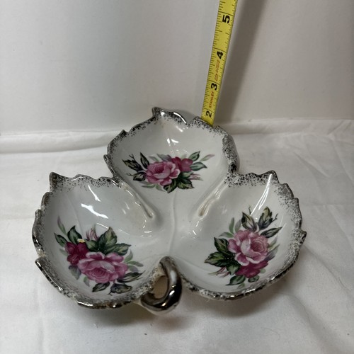 Vintage 70's Ucagco Leaf Shaped Candy Dish w/Gold Trim 7 1/2” By 6” - Picture 8 of 12