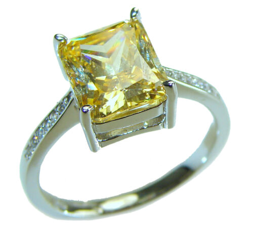 Simplicity 5.5 carat Yellow Sapphire .925 Sterling Silver handcrafted ring; s